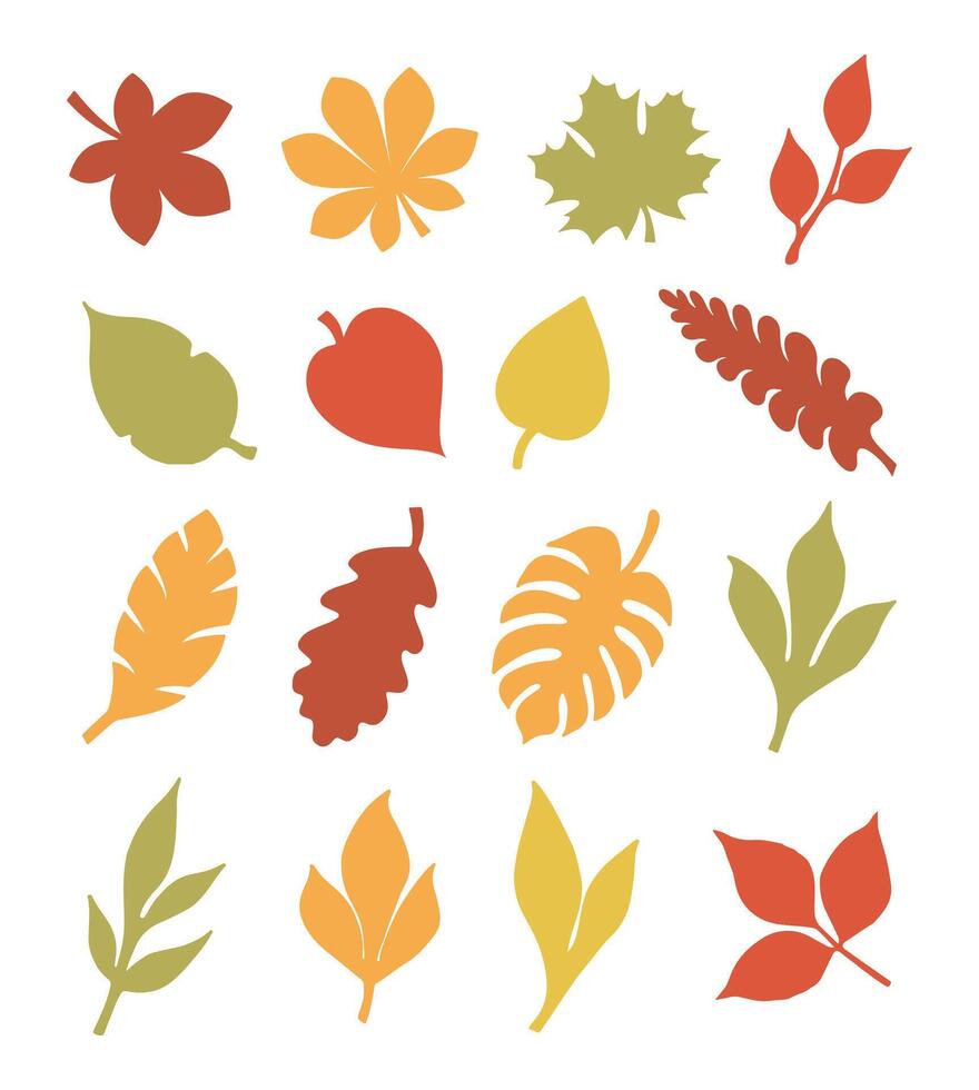 Flat color tree leaf icon set for design nature vector