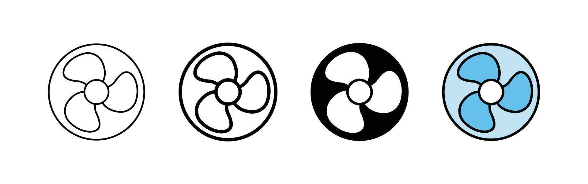 Set of fan icons for appliance and cooling device usage vector