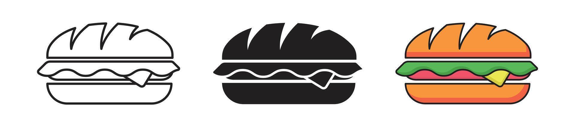 Sandwich Icons Set Food Collection vector