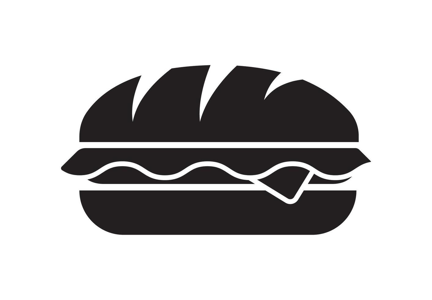 Black silhouette sandwich icon showing fast food snack meal vector