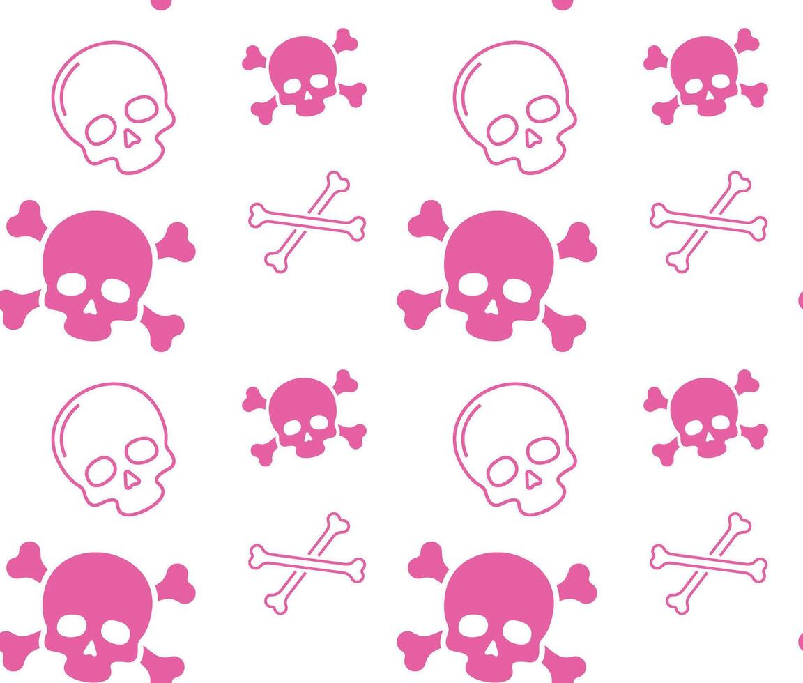 Skull and crossbones pattern with a pink background for a fun and rebellious design vector