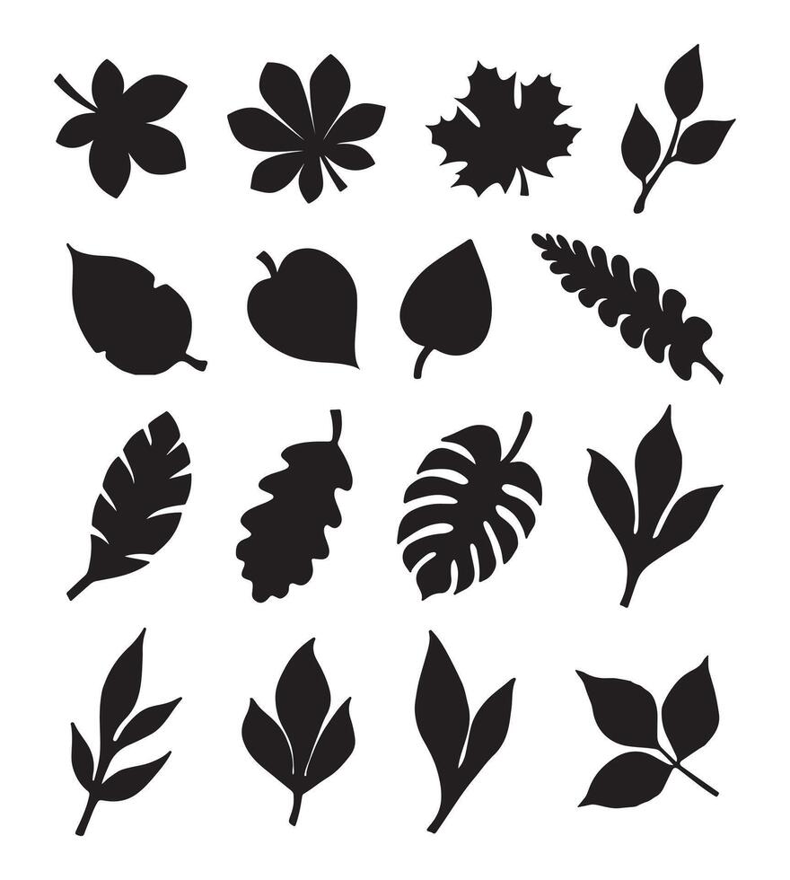 Black silhouette tree leaves icon for nature graphics layout vector