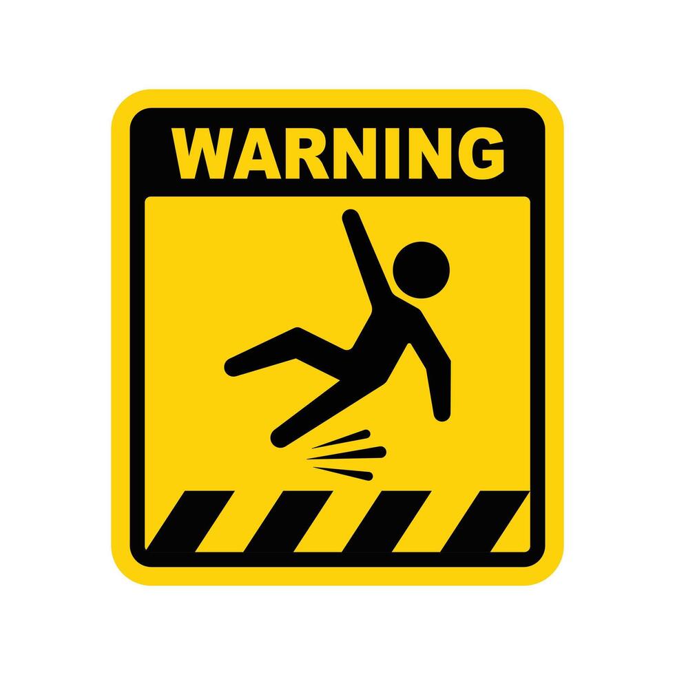 Yellow icon of a slippery man on the road or floor for safety vector