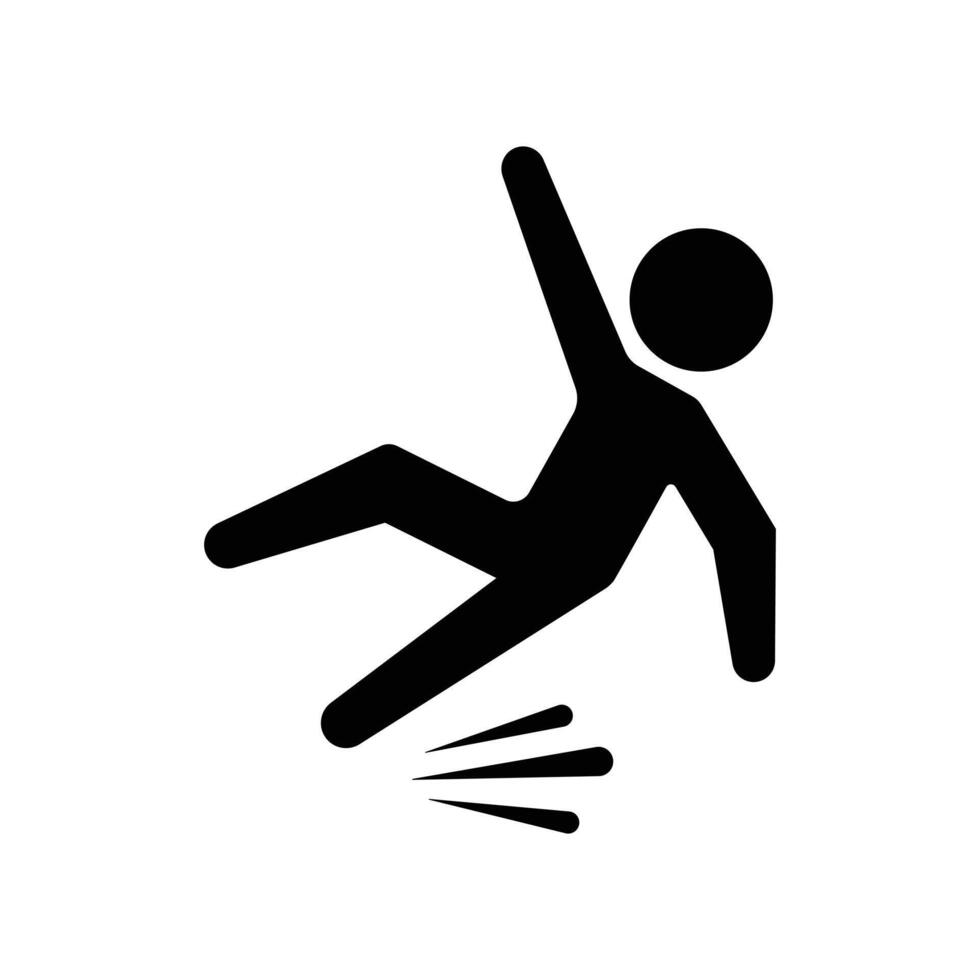 Icon depicting a slippery man on the floor or road vector