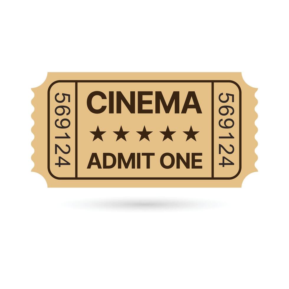 Retro Cinema Movie Ticket Icon vector