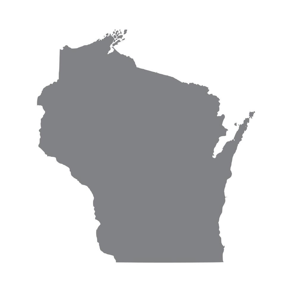 Grey style map of Wisconsin state vector