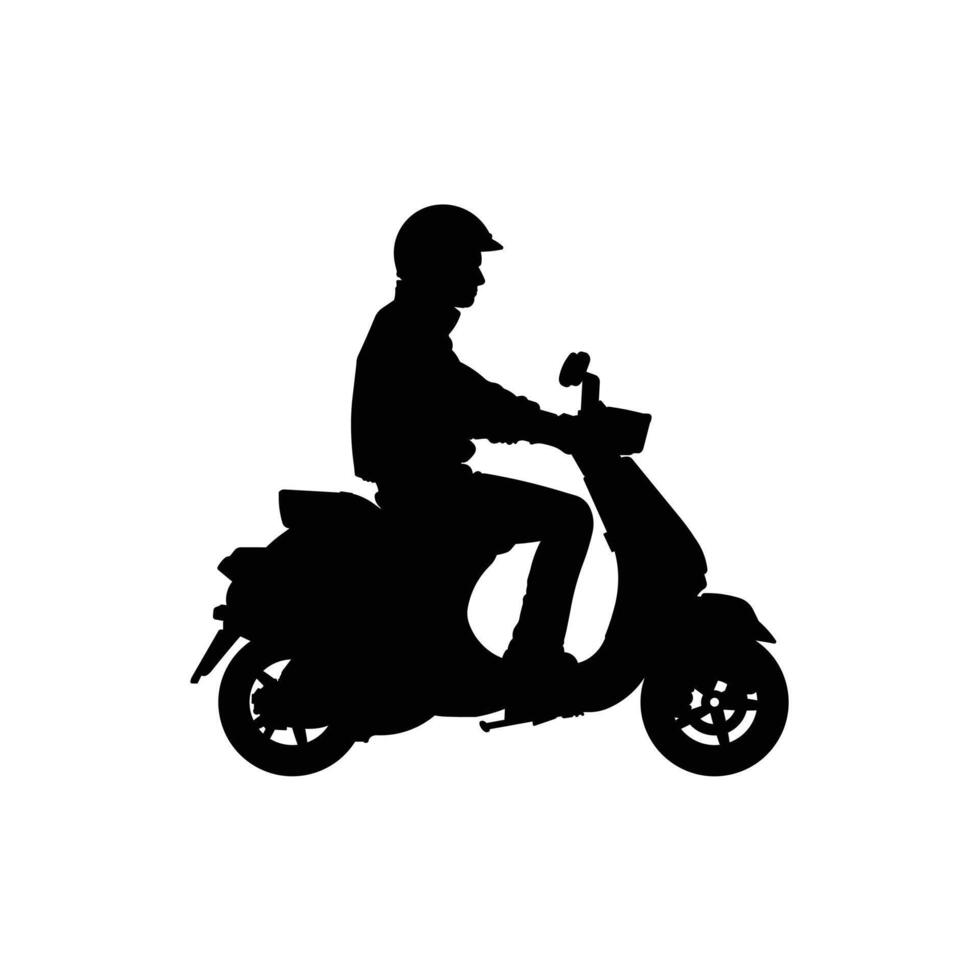 Motor Biker Silhouette Riding Pose vector