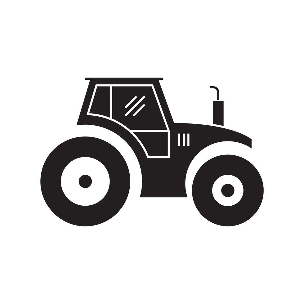 Black line style farm tractor icon vector