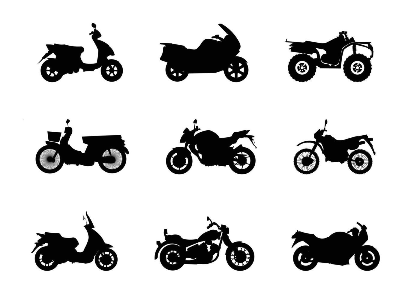 Motorcycle Silhouette Set Collection vector