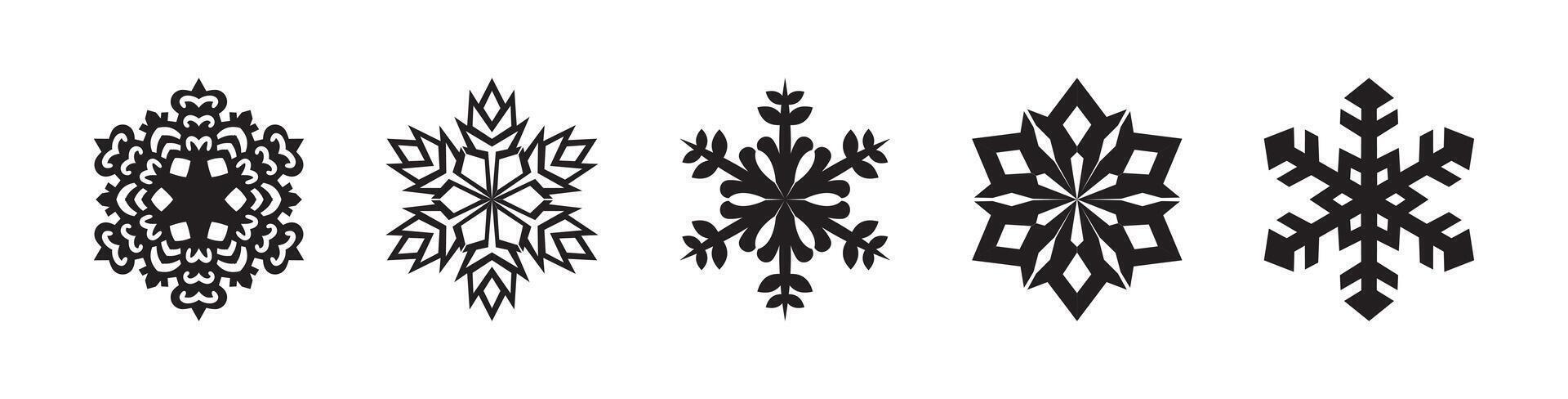 Snowflake set for winter weather design vector