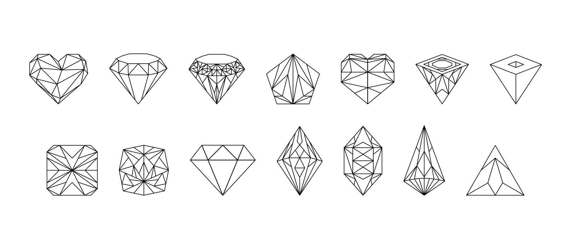 Diamond Shape Outline Icons vector