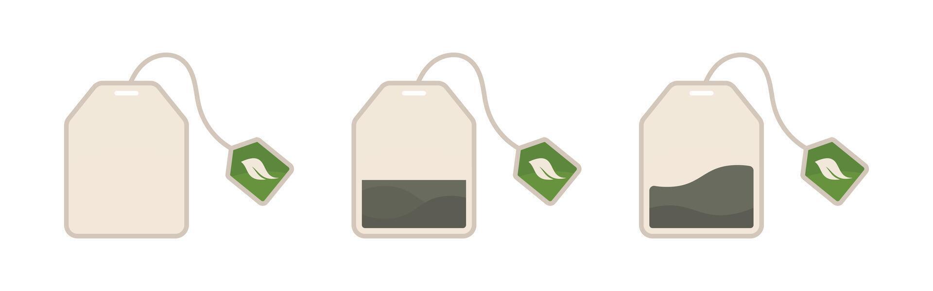 Flat design set of tea bags for illustration and icons vector