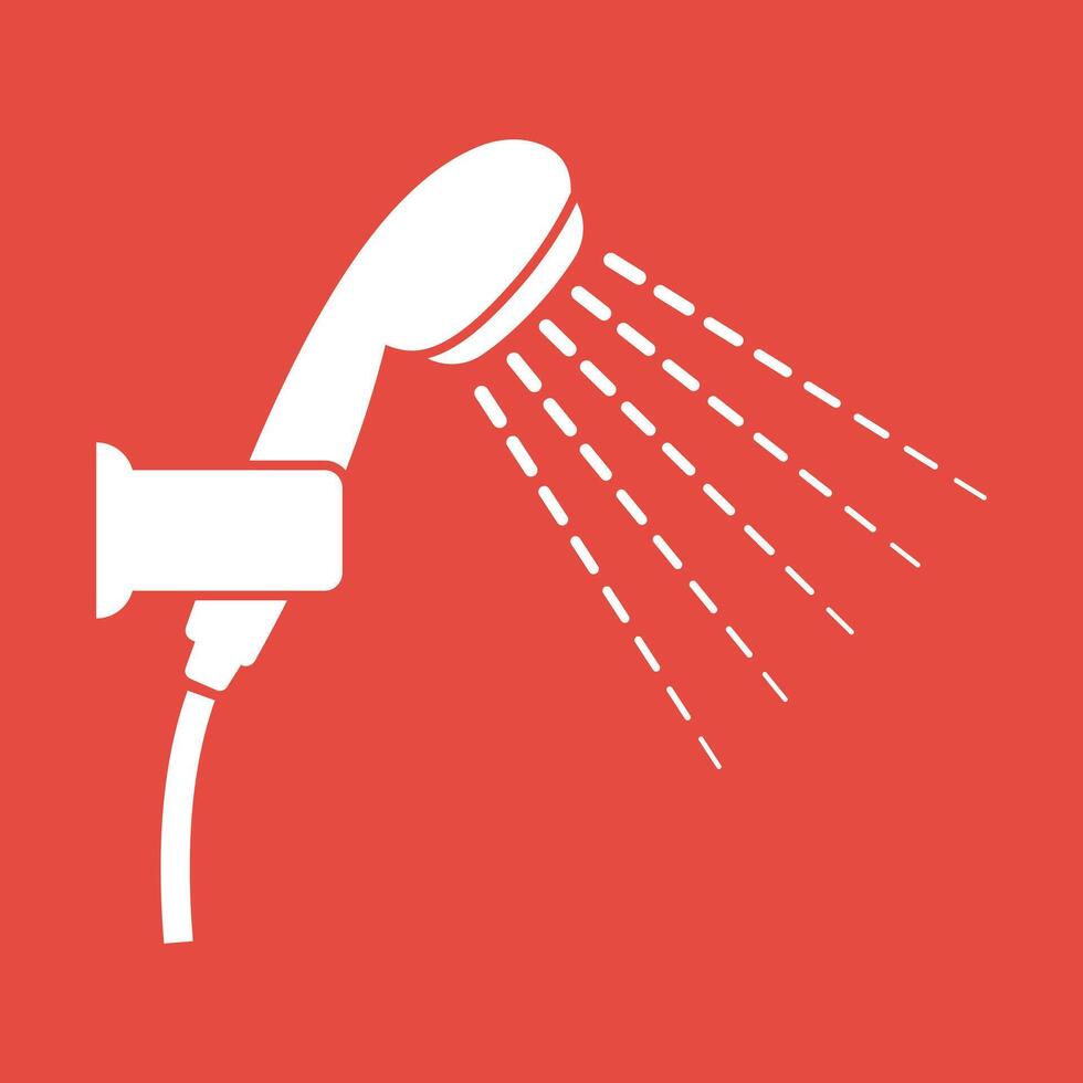 Shower icon on a red background for bathroom designs vector