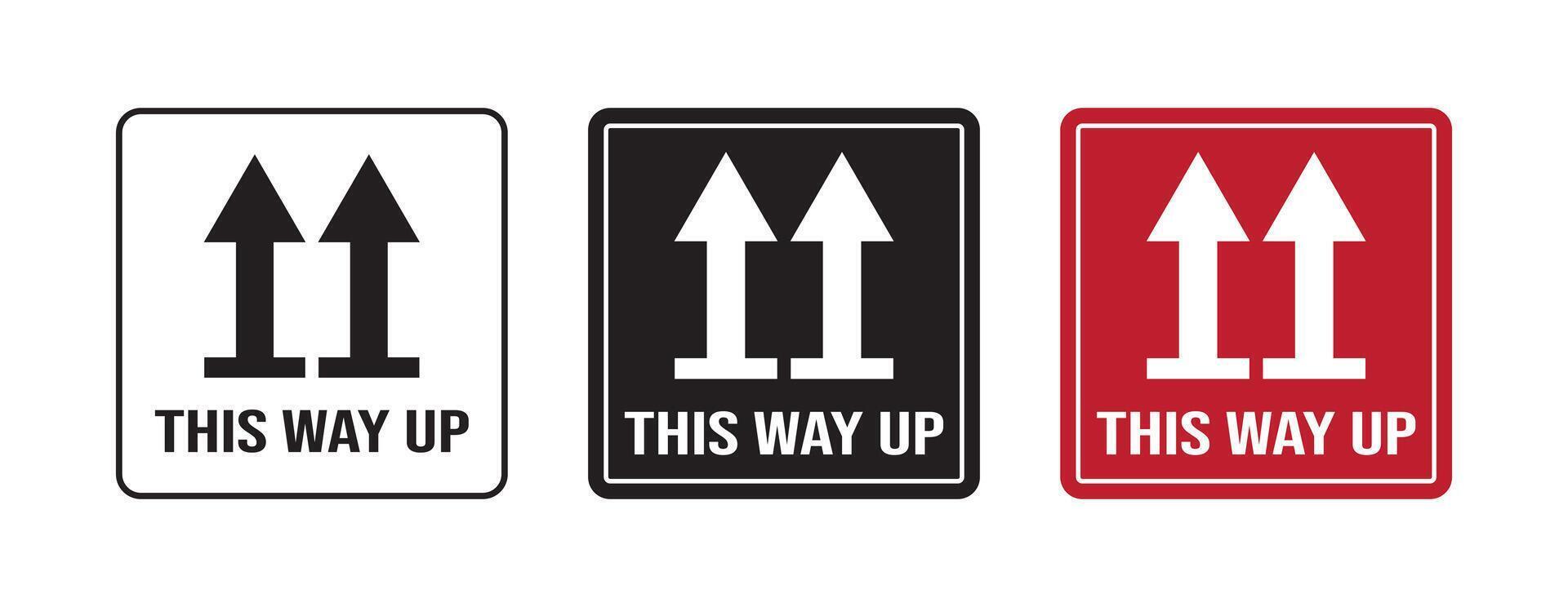 Label set for this way up signs vector
