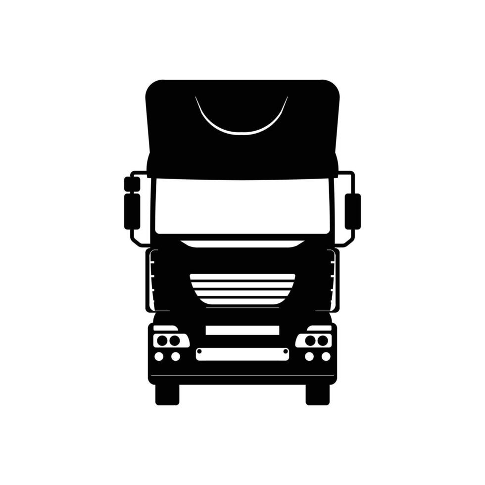 Front Big Truck Icon Silhouette Design vector