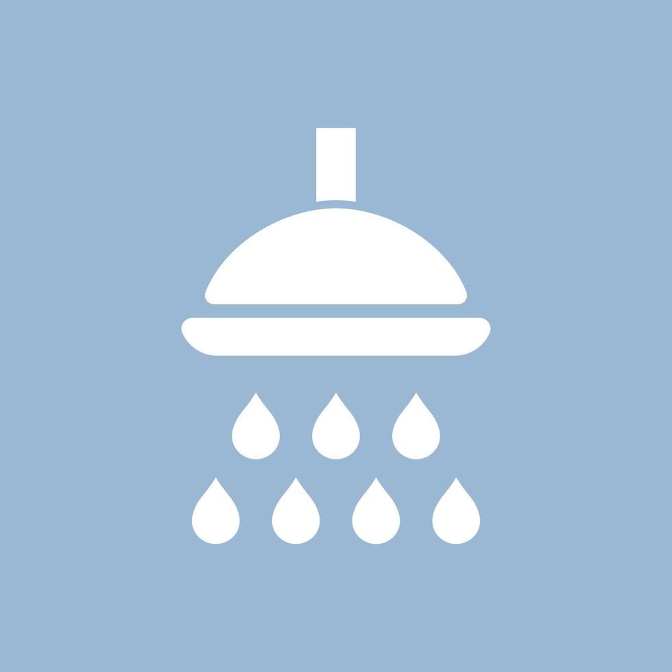 Shower icon with a blue background for design and hygiene vector