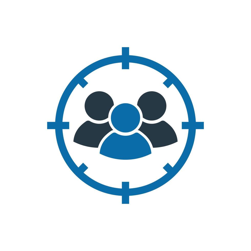 Flat icon of target with audience for marketing and strategy vector