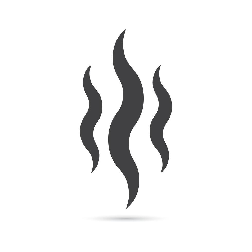 Black icon representing hot smoke for fire, heating, and temperature designs vector