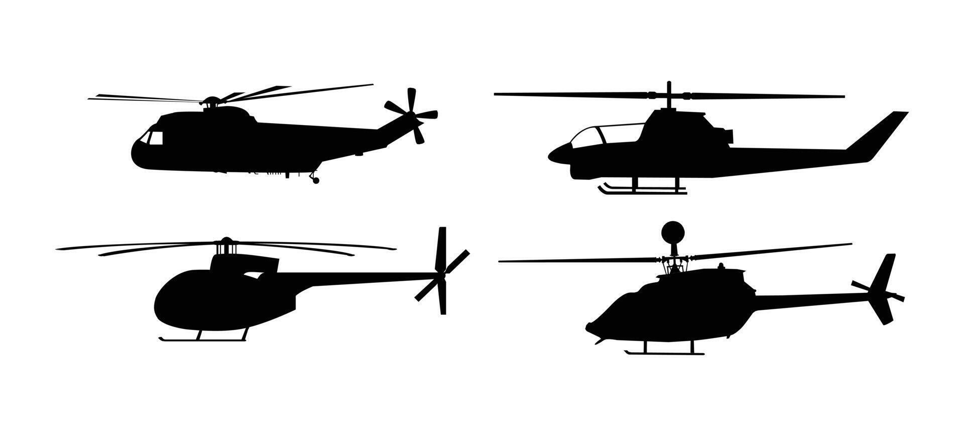 Helicopter Silhouette Set Art Design vector