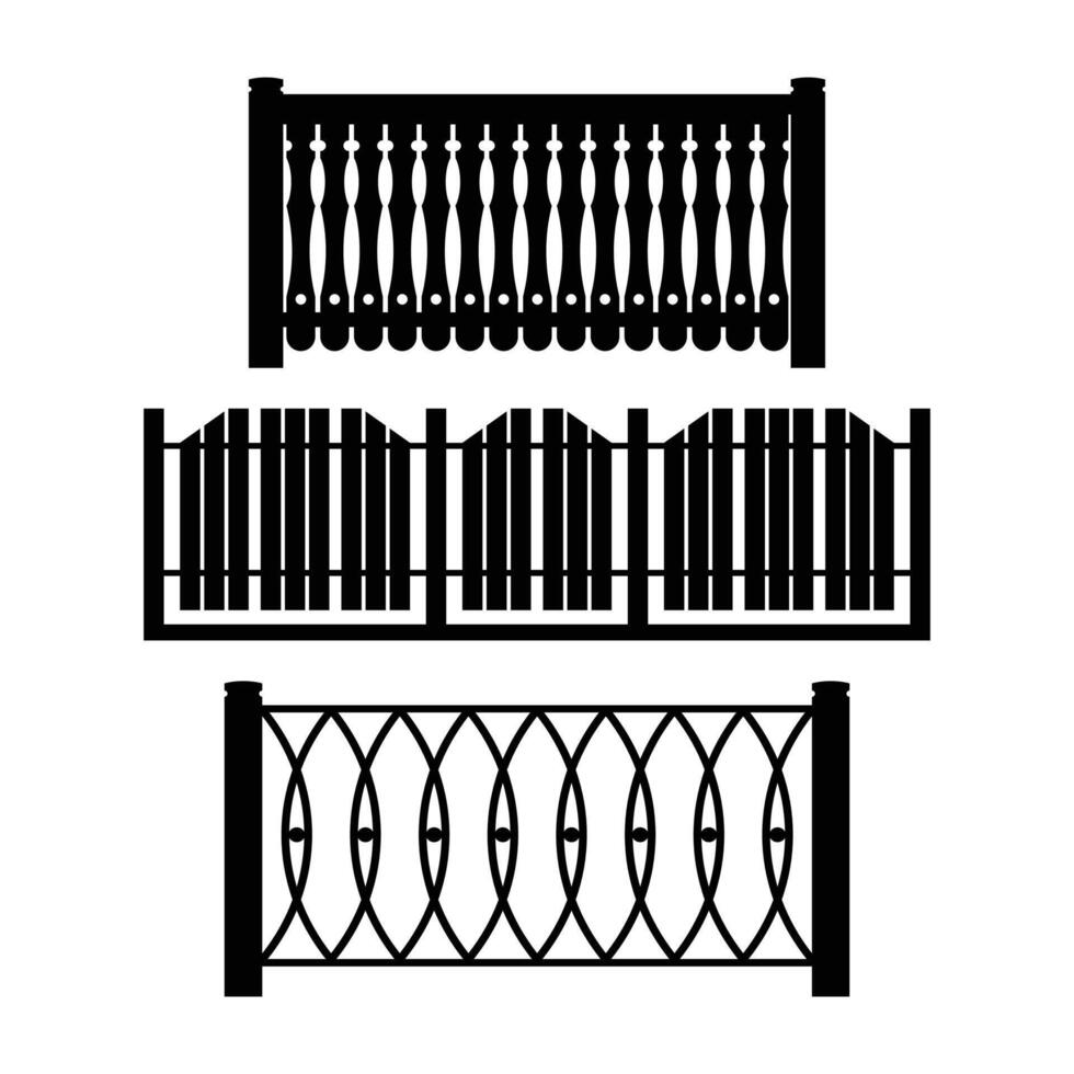 Black Fence on White Background vector