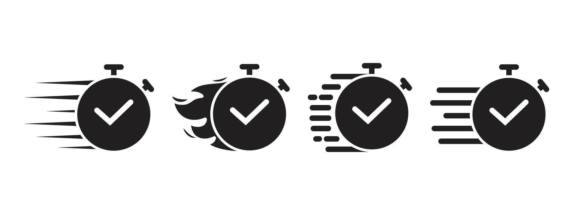 Black Quick Time Speed Icons vector