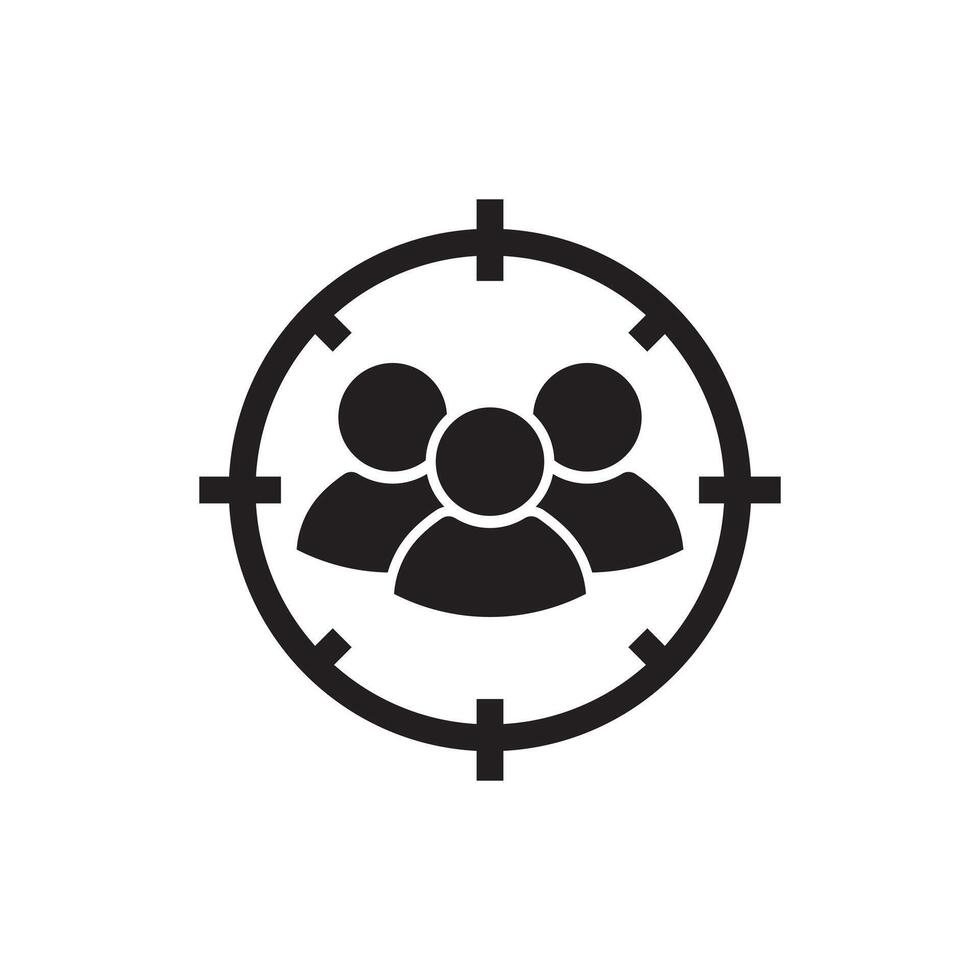 Black icon of target with audience for business and marketing vector