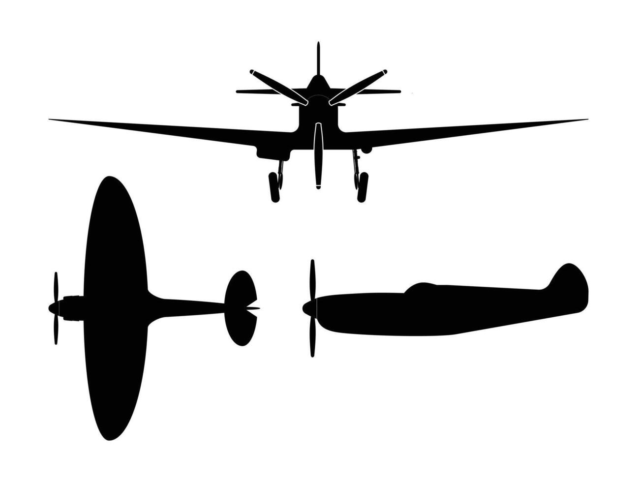 Silhouette Small Plane Set Design vector