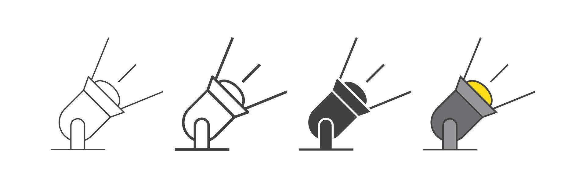 Set of spotlight lamp icons for lighting and design projects vector