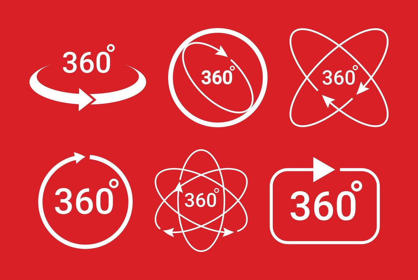 Red 360 Degree Icon Set vector