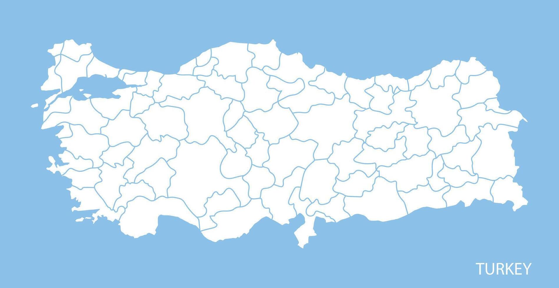 Soft blue background with white line map of Turkey vector