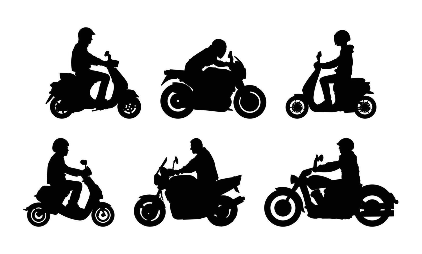 Biker silhouette icons for designs and illustrations vector