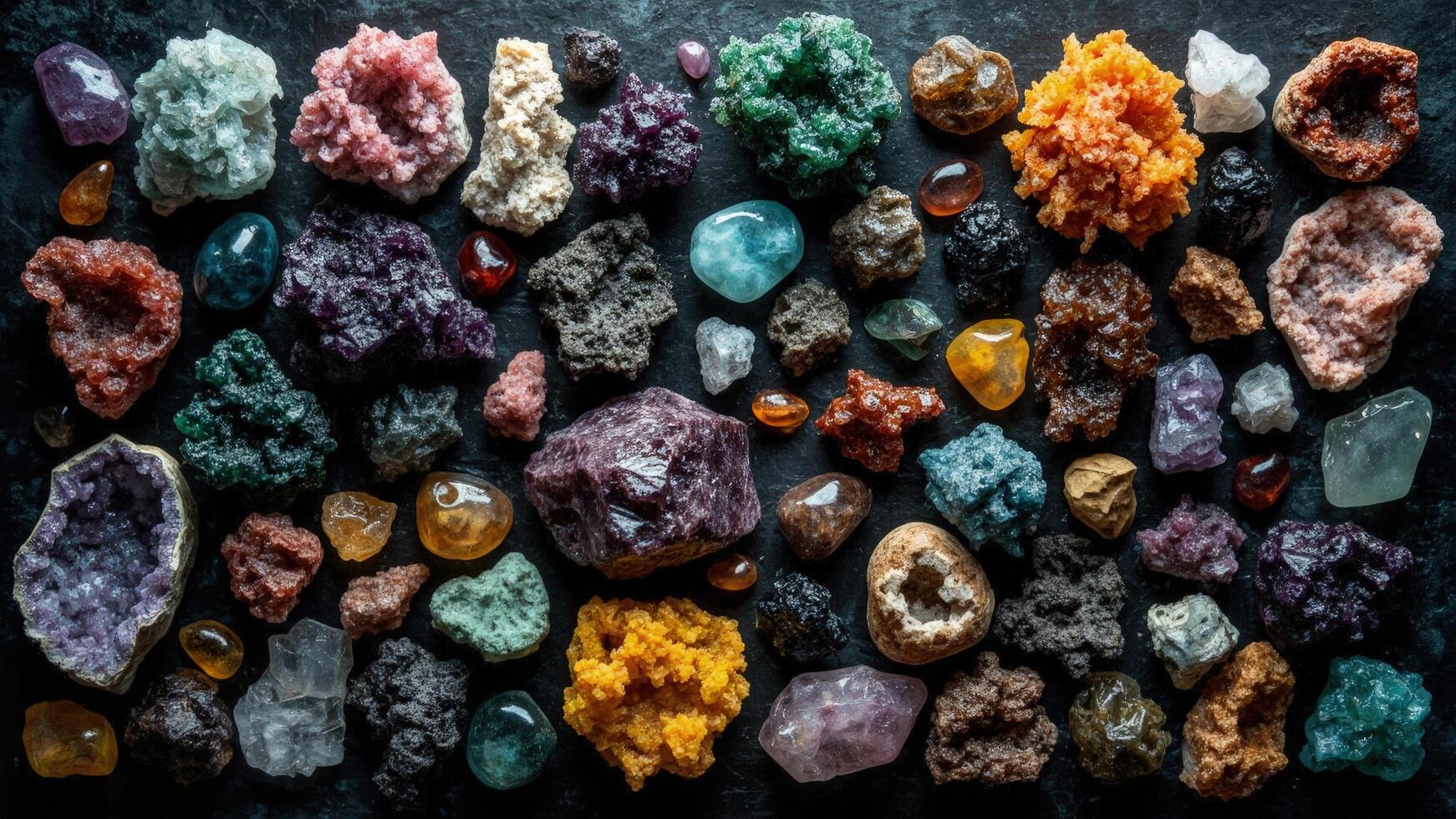 A large assortment of colorful gems and minerals photo