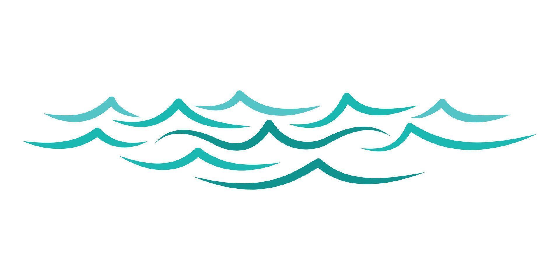 Blue and green water waves creating border vector