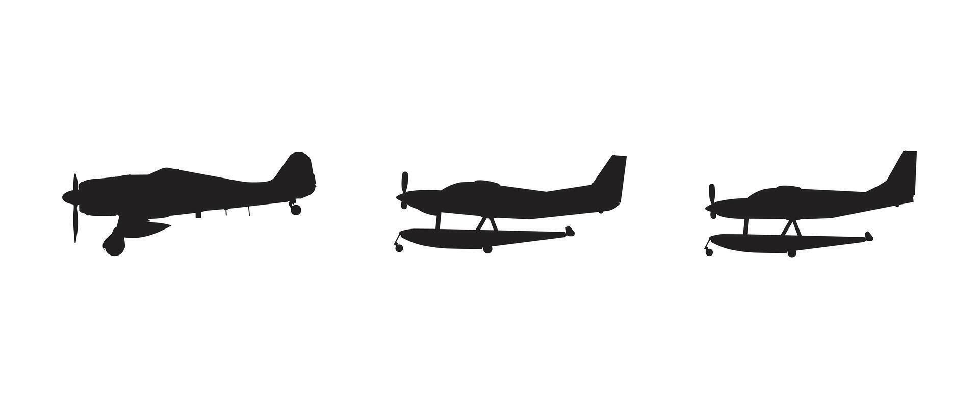 Side View Plane Silhouette Set vector