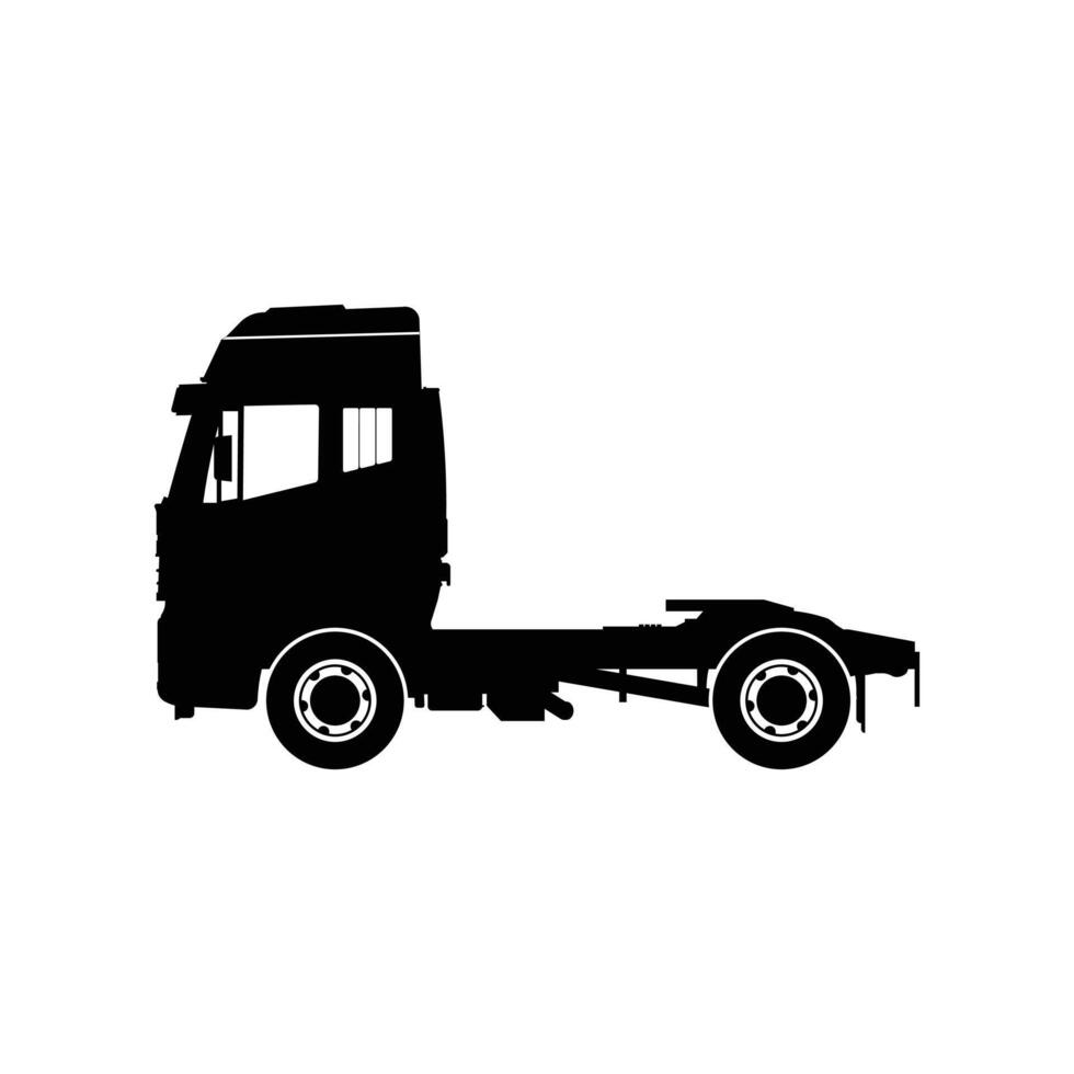 Truck Tractor Icon Side View Black Silhouette vector