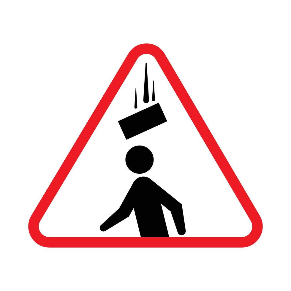 Red symbol sign warning of falling debris vector
