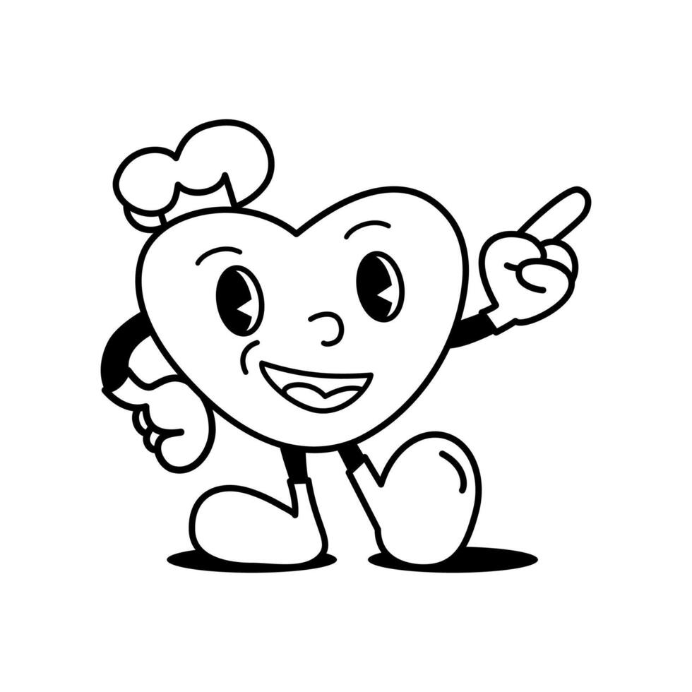 Smiling Heart Pastry Mascot Pointing Upward vector
