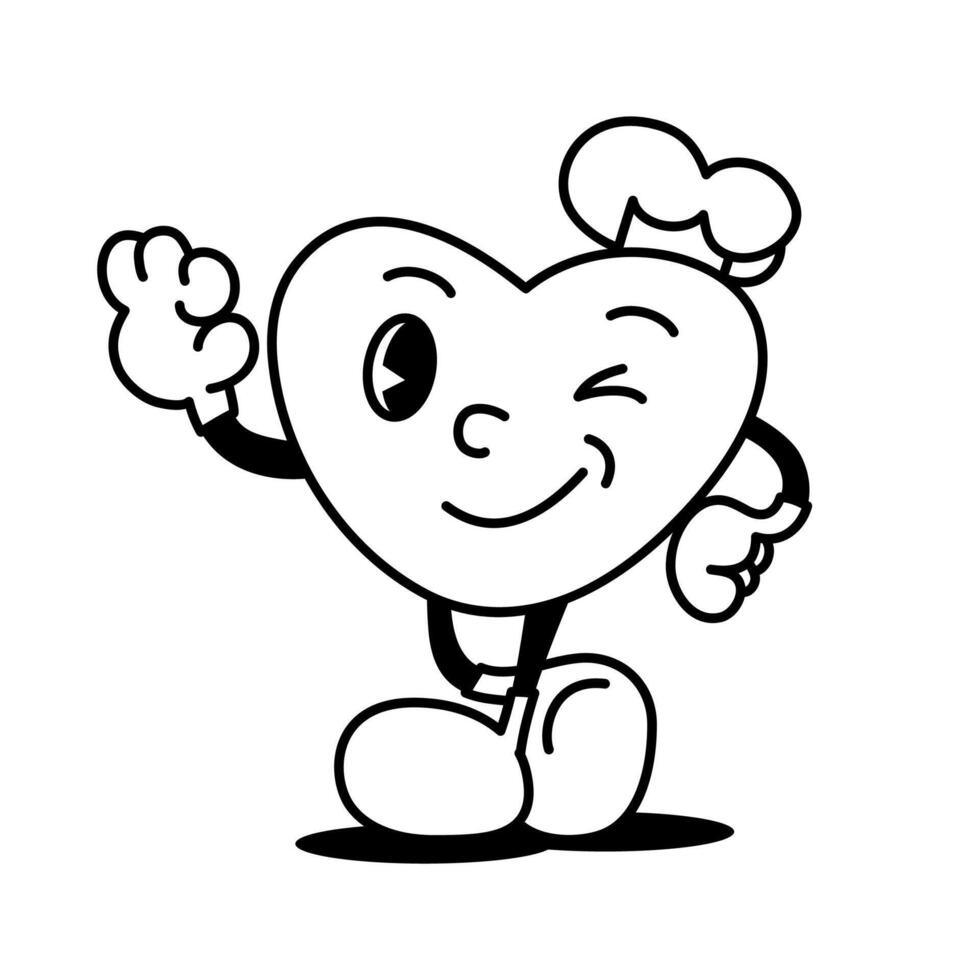 Winking Heart Pastry Mascot with Fist Raised vector