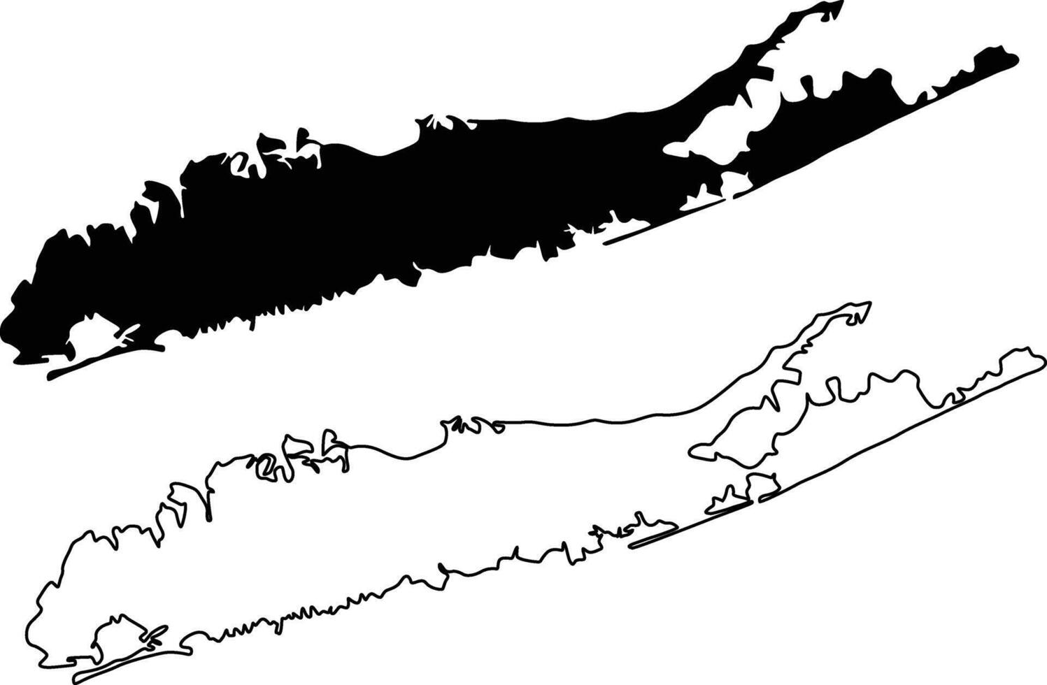 Map of Long Island New York USA Silhouette Flat And Outline Design vector