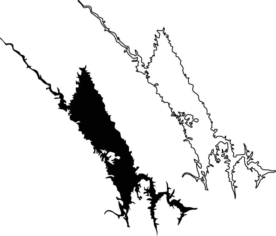 Map of Lake Berryessa california USA Silhouette Flat And Outline Design vector