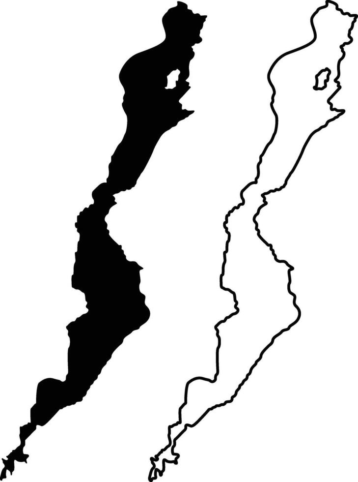 Map of Schroon Lake New York Silhouette Flat And Outline Design vector