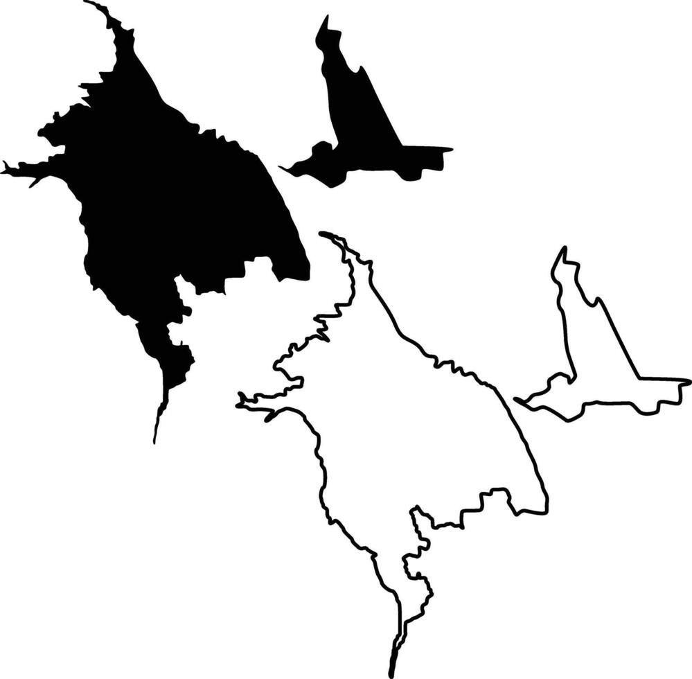 Map of Lake San Luis and O'Neill Forebay Reservoir USA Silhouette Flat And Outline Design vector