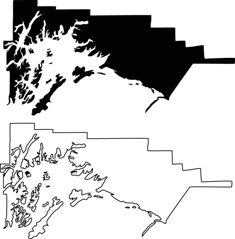 Map of Chugach Census Area Alaska USA Silhouette Flat And Outline Design vector