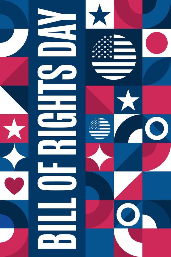 Bill of Rights Day. December 15. Holiday concept. Template for background, banner, card, poster with text illustration. vector