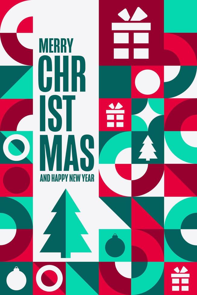 Merry Christmas and Happy New Year. Holiday concept. Template for background, banner, card, poster with text EPS10 illustration. vector