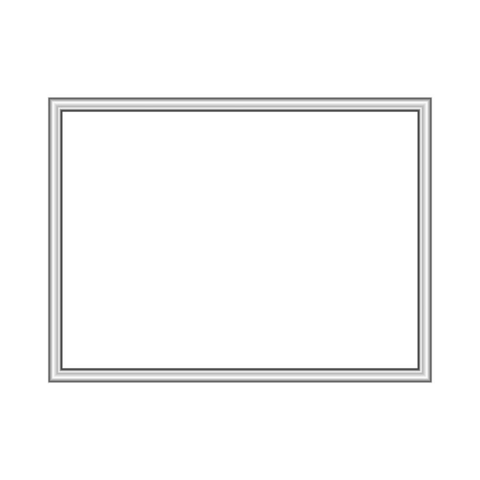 Rectangle silver frame. Isolated luxury rectangle silver grey border. Silver rectangle frame mockup design element. vector