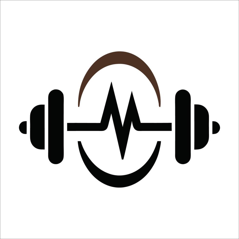 A logo for a gym with a heart beat vector
