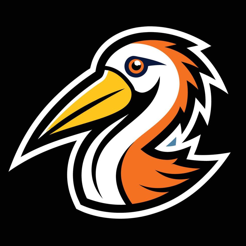 A bird with a long beak and orange and white feathers vector