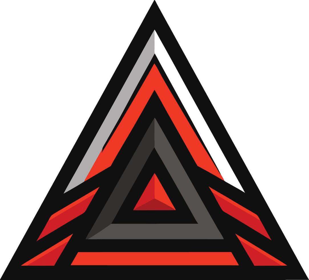 A red and black triangle with a white background vector
