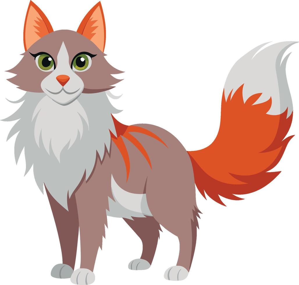 A cartoon cat with orange and white fur vector